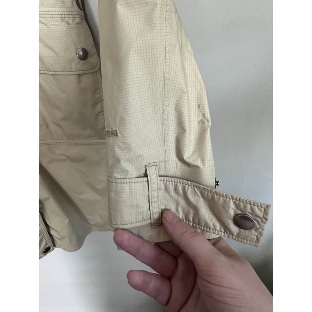 Patagonia Jacket Womens SMALL Beige Torrentshell Trench Coat Hooded Zip Up Snap - Picture 7 of 16